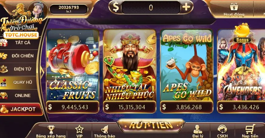 Hình ảnh các máy slot game với biểu tượng may mắn và Jackpot